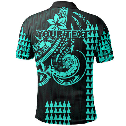 Custom Personalised Kakau Hawaiian Polynesian Polo Shirt Turquoise Green