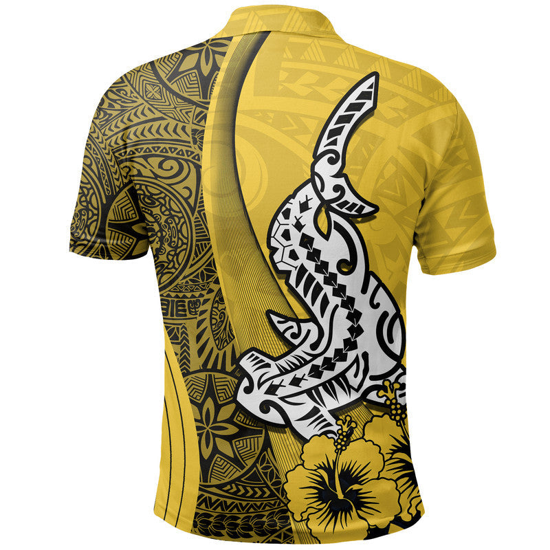 Hawaiian Shark Polynesian Polo Shirt Vibe Yellow Style
