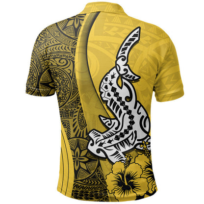 Hawaiian Shark Polynesian Polo Shirt Vibe Yellow Style