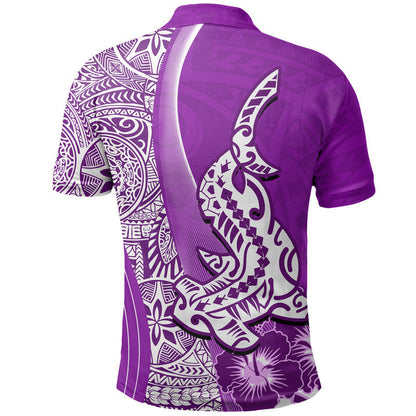 Hawaiian Shark Polynesian Polo Shirt Vibe Purple Style