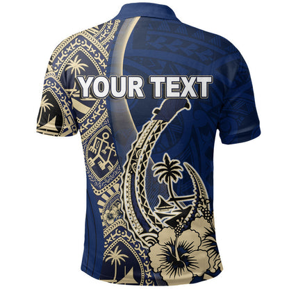 Custom Personalised Guam Fish Hook Polo Shirt Blue Style