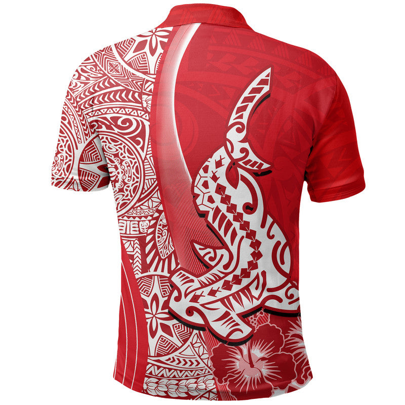 Hawaiian Shark Polynesian Polo Shirt Vibe Red Style