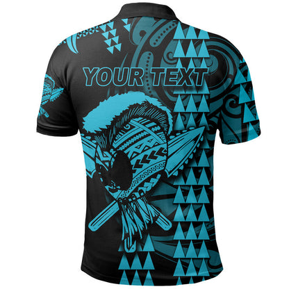 Custom Personalised Hawaii Polynesian Warrior Kakau Polo Shirt - Blue