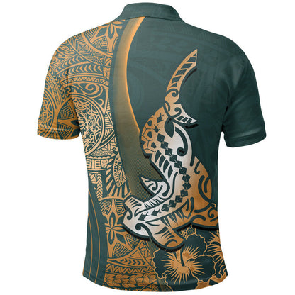 Hawaiian Shark Polynesian Polo Shirt Vibe Green Style