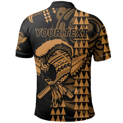 Custom Personalised Hawaii Polynesian Warrior Kakau Polo Shirt - Gold