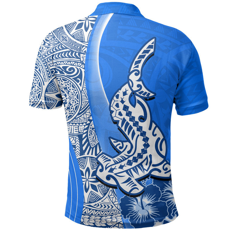 Hawaiian Shark Polynesian Polo Shirt Vibe Blue Style