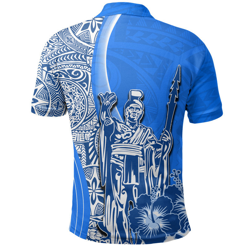 Hawaiian King Kamehameha Polo Shirt Vibe Blue Style