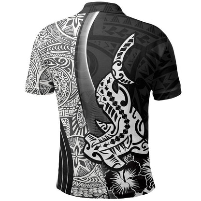 Hawaiian Shark Polynesian Polo Shirt Vibe Black Style