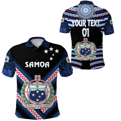 Custom Personalised Manu Samoa Rugby Polo Shirt Creative Style - Black, Custom Text And Number