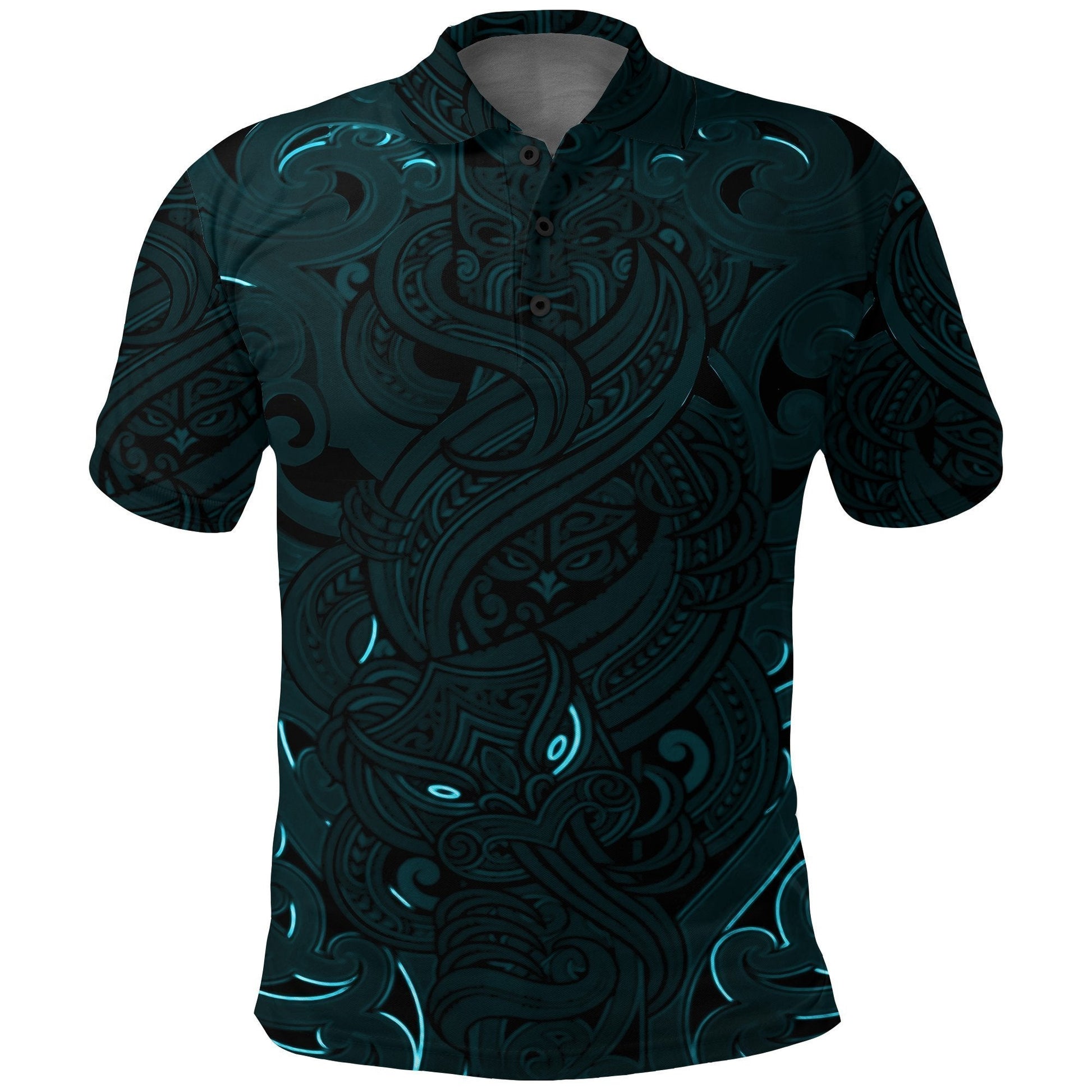 New Zealand Polo Shirt, Maori Gods Golf Shirt, Tumatauenga God of War - Blue