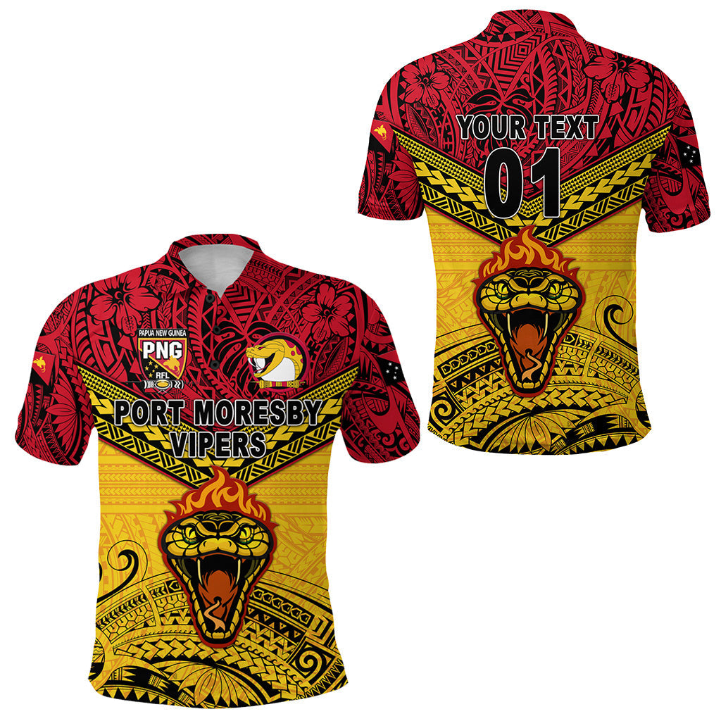 Custom Personalised Papua New Guinea Port Moresby Vipers Polo Shirt Rugby Original Style - Red, Custom Text And Number