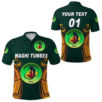 Custom Personalised Papua New Guinea Waghi Tumbes Polo Shirt Rugby - Green, Custom Text And Number