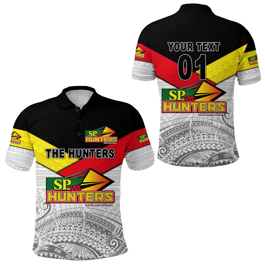 Custom Personalised Papua New Guinea SP Hunters Polo Shirt Rugby Original Style - White, Custom Text And Number