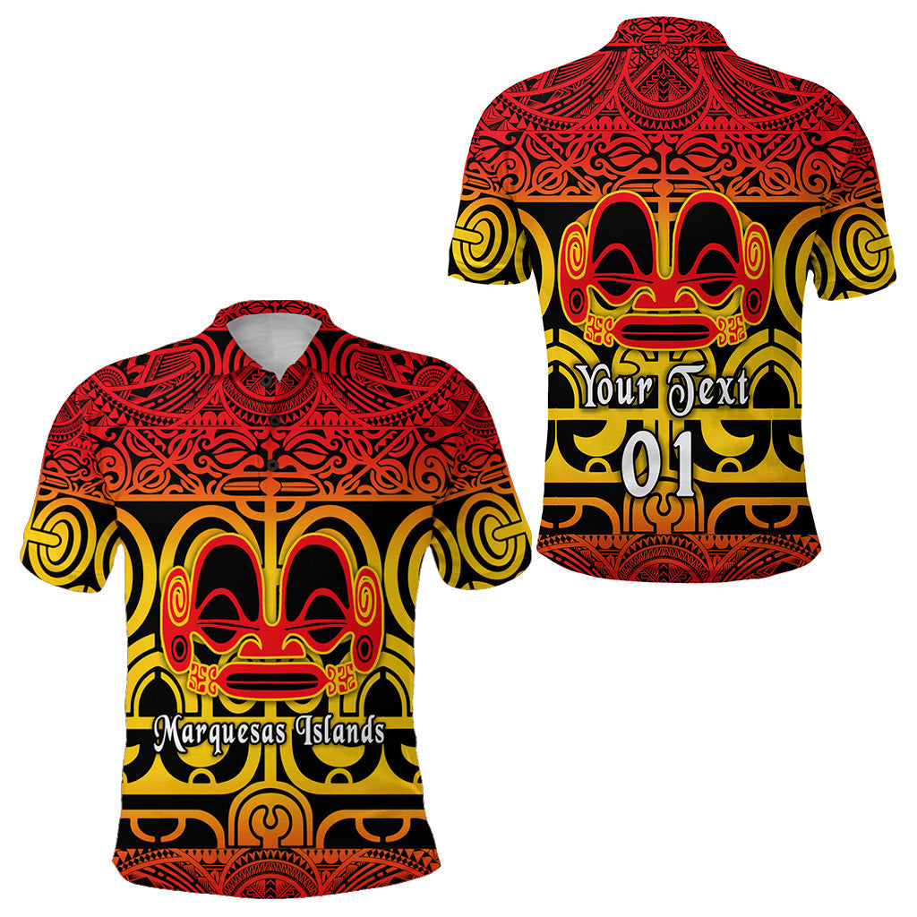 Custom Personalised Marquesas Islands Polo Shirt Marquesan Tattoo Simple Style - Gradient Red
