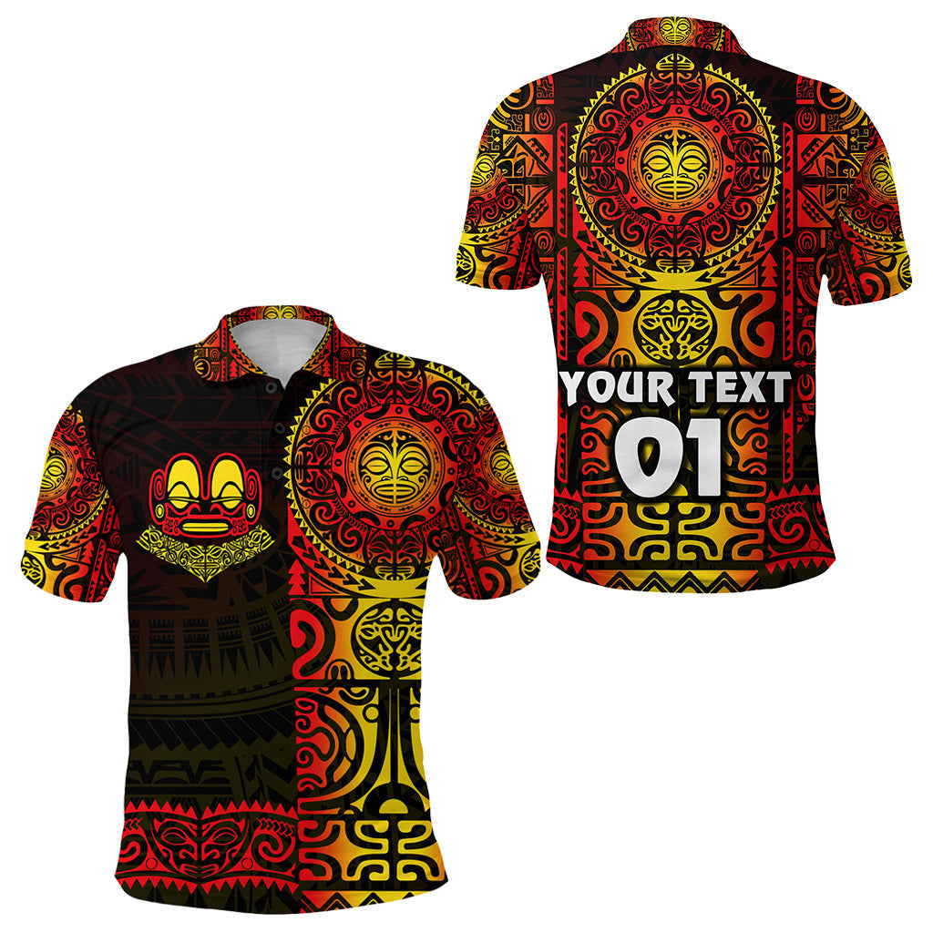 Custom Personalised Marquesas Islands Polo Shirt Marquesan Tattoo Unique Style - Gradient Red