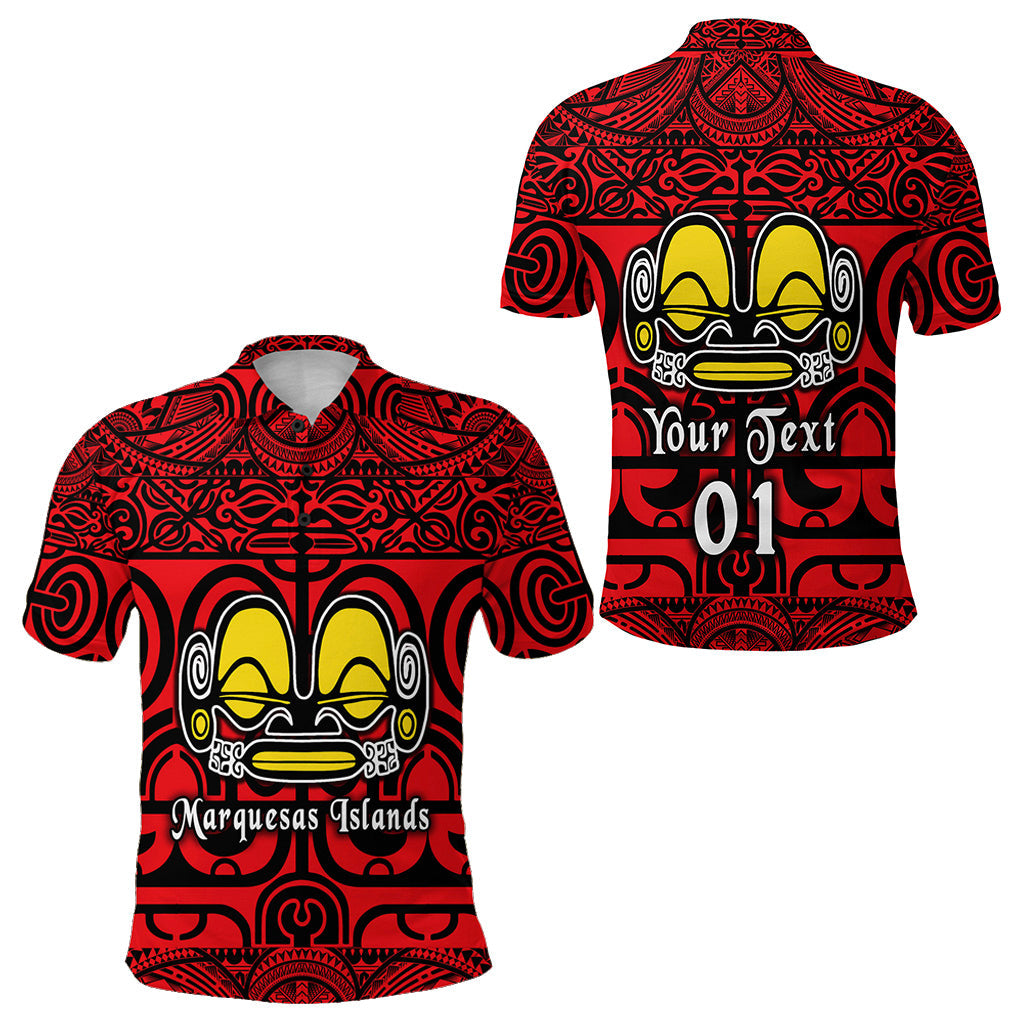 Custom Personalised Marquesas Islands Polo Shirt Marquesan Tattoo Simple Style - Red