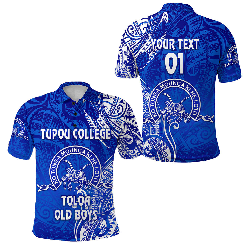 Custom Personalised Tonga Tupou College Polo Shirt Toloa Old Boys Simple Vibes - Blue, Custom Text And Number