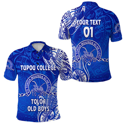 Custom Personalised Tonga Tupou College Polo Shirt Toloa Old Boys Simple Vibes - Blue, Custom Text And Number