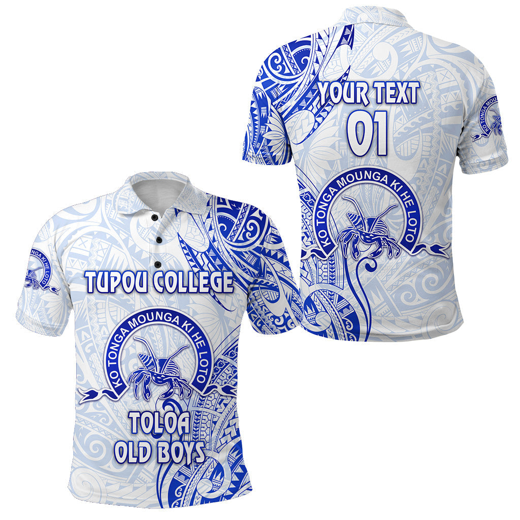 Custom Personalised Tonga Tupou College Polo Shirt Toloa Old Boys Simple Vibes - White, Custom Text And Number