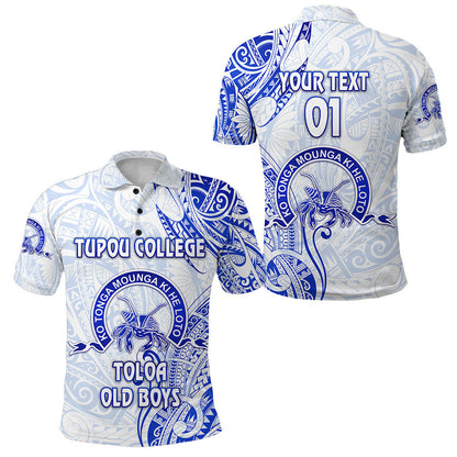 Custom Personalised Tonga Tupou College Polo Shirt Toloa Old Boys Simple Vibes - White, Custom Text And Number