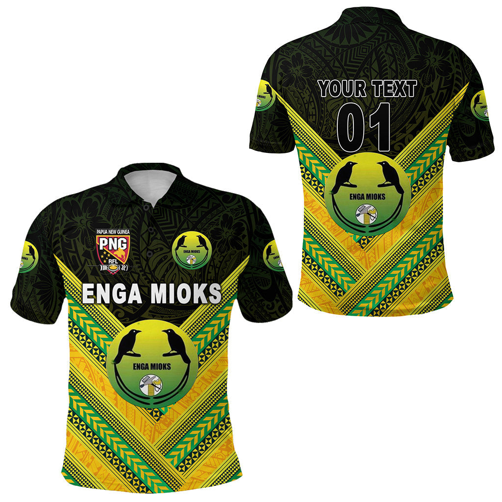 Custom Personalised Papua New Guinea Enga Mioks Polo Shirt Rugby Original Style - Black, Custom Text And Number
