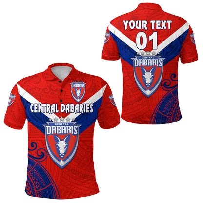 Custom Personalised Papua New Guinea Central Dabaries Polo Shirt Rugby - Red, Custom Text And Number