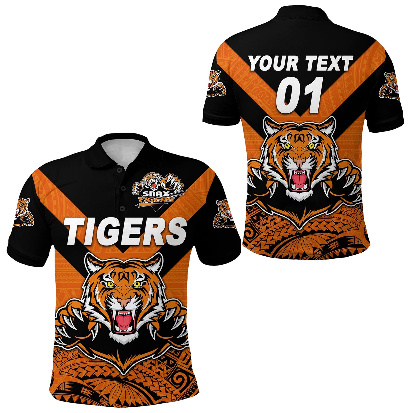 Custom Personalised Papua New Guinea Lae Snax Tigers Polo Shirt Rugby Original Style - Orange