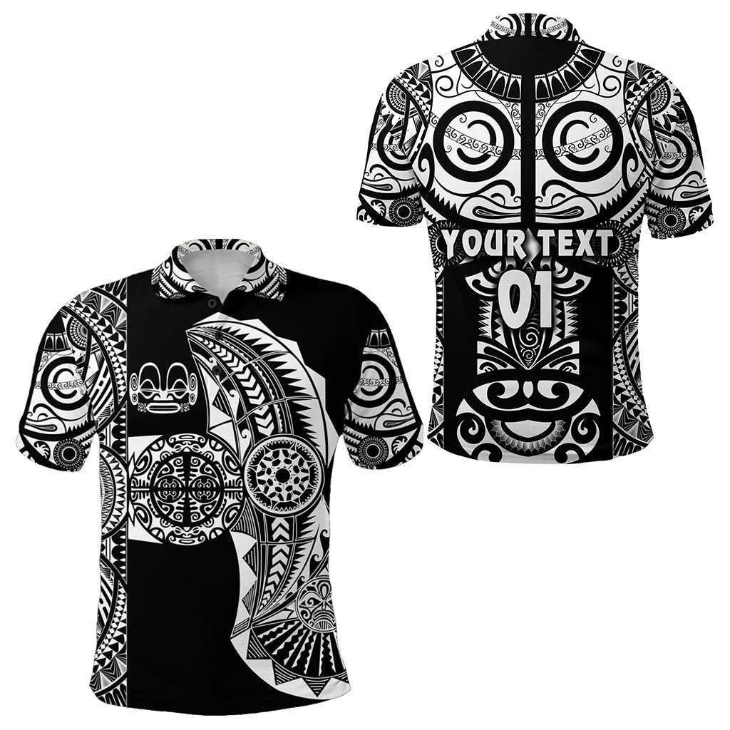 Custom Personalised Marquesas Islands Polo Shirt Marquesan Tattoo Original Style - Black