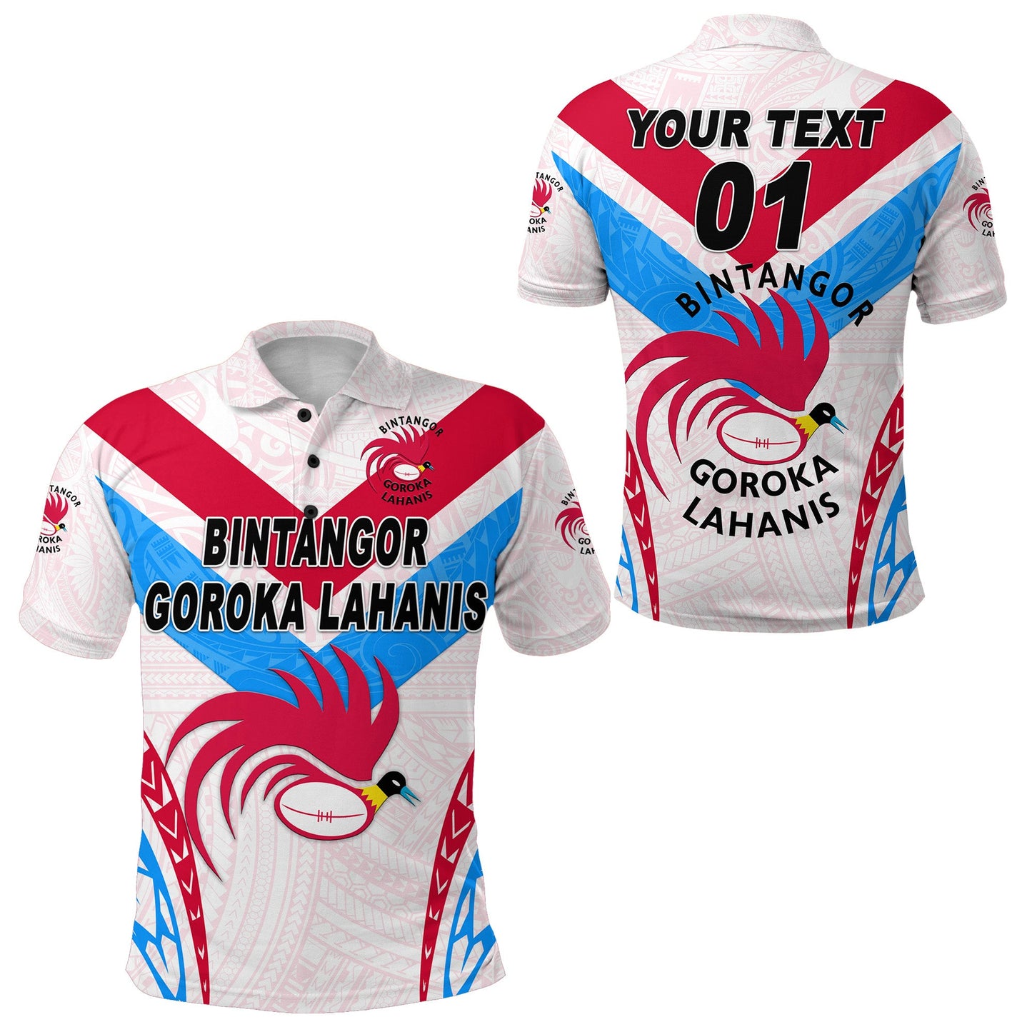 Custom Personalised Papua New Guinea Bintangor Goroka Lahanis Polo Shirt Rugby Original Style - White, Custom Text And Number