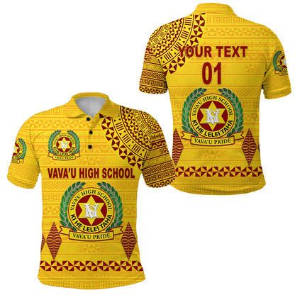 Custom Personalised Tonga Vava'u High School Polo Shirt Simple Style - Yellow, Custom Text And Number