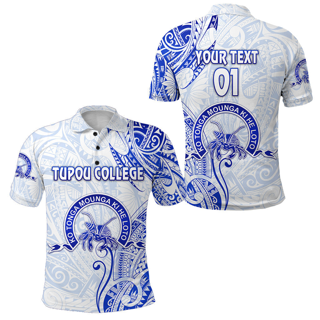 Custom Personalised Tonga Tupou College Polo Shirt Simple Vibes - White, Custom Text And Number