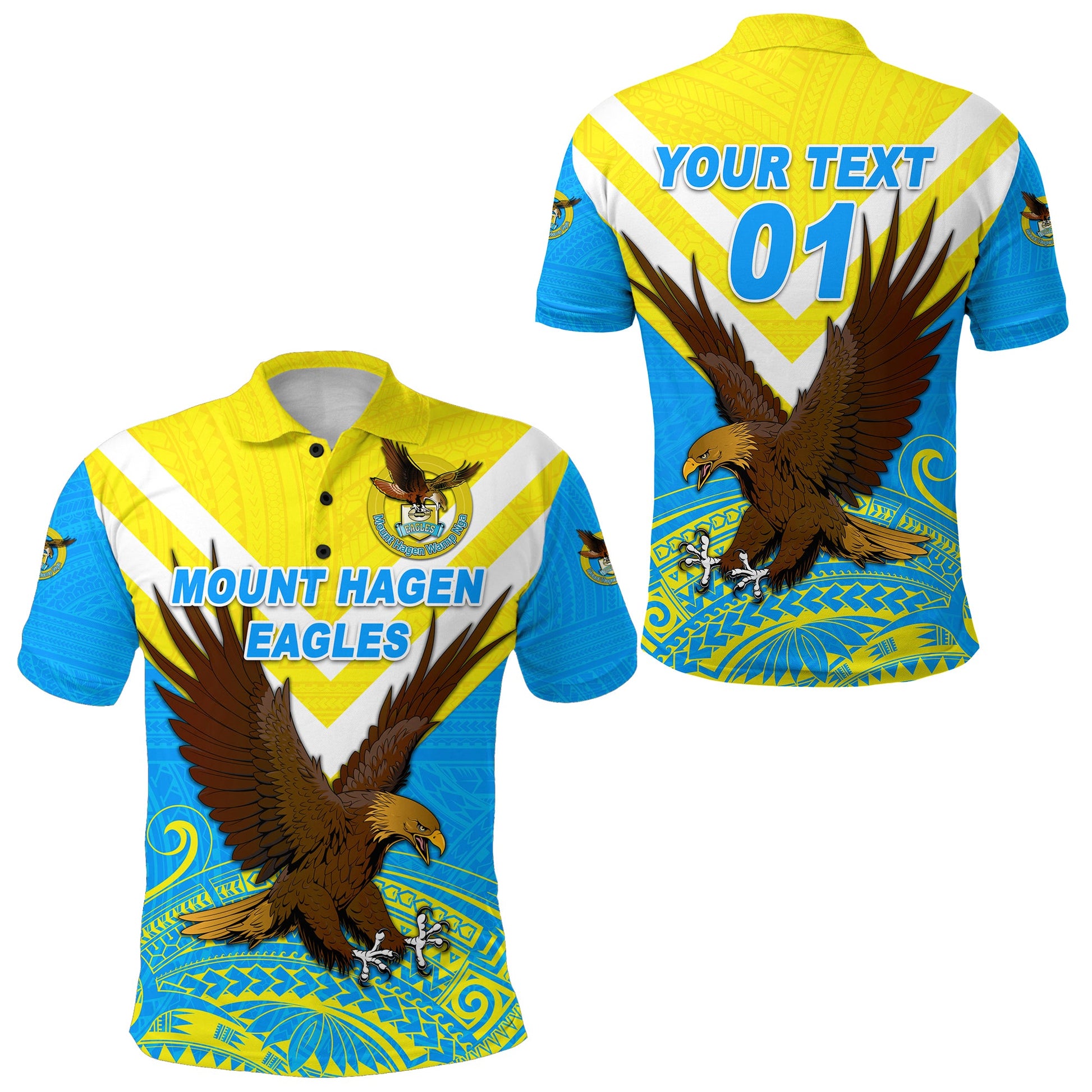 Custom Personalised Papua New Guinea Mount Hagen Eagles Polo Shirt Wamp Nga Rugby - Blue