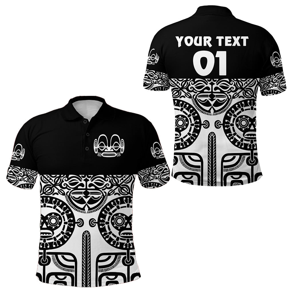 Custom Personalised Marquesas Islands Polo Shirt Marquesan Tattoo Special Style - Black