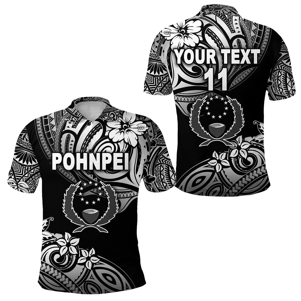 Custom Personalised FSM Pohnpei Polo Shirt Unique Vibes - Black