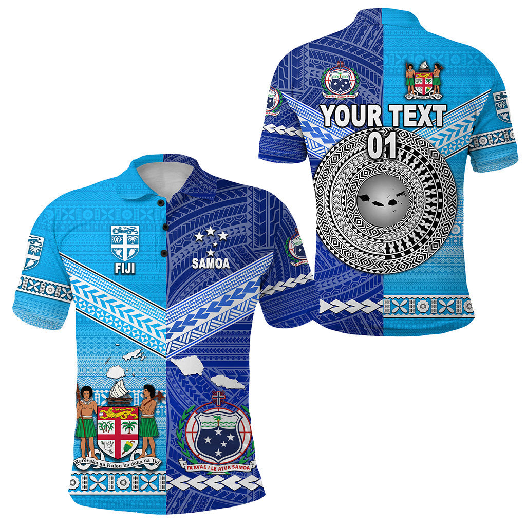 Custom Personalised Fiji and Samoa Polo Shirt Together, Custom Text And Number