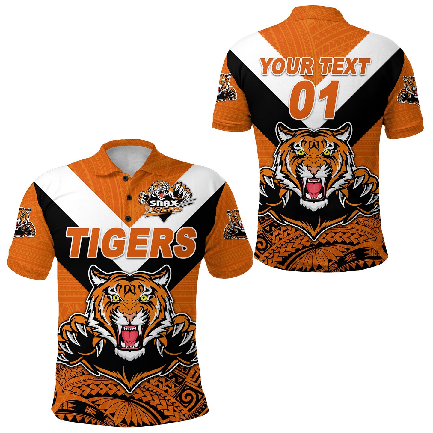 Custom Personalised Papua New Guinea Lae Snax Tigers Polo Shirt Rugby Simple Style - Orange