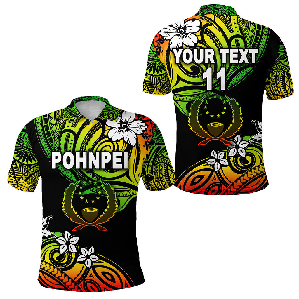 Custom Personalised FSM Pohnpei Polo Shirt Unique Vibes - Reggae