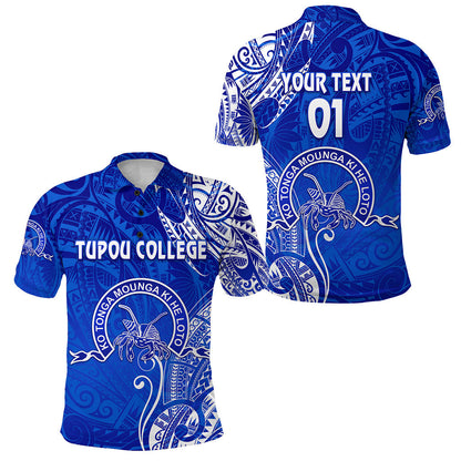 Custom Personalised Tonga Tupou College Polo Shirt Simple Vibes - Blue, Custom Text And Number