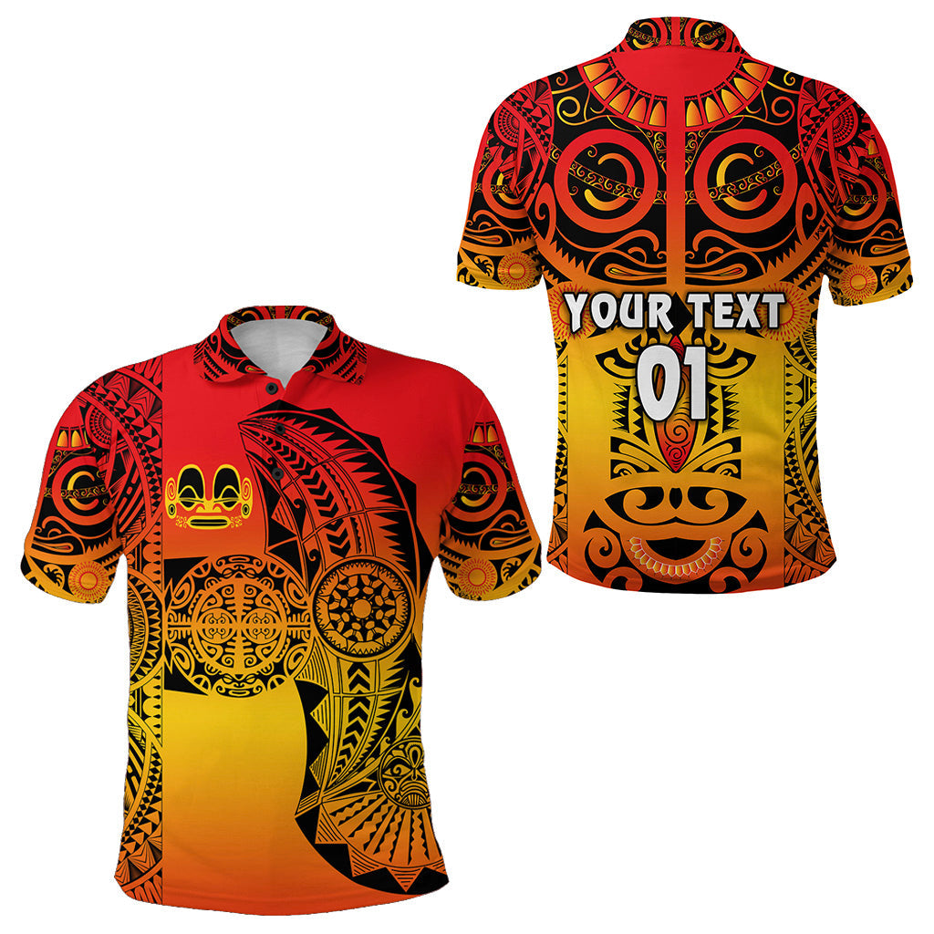 Custom Personalised Marquesas Islands Polo Shirt Marquesan Tattoo Original Style - Gradient Red