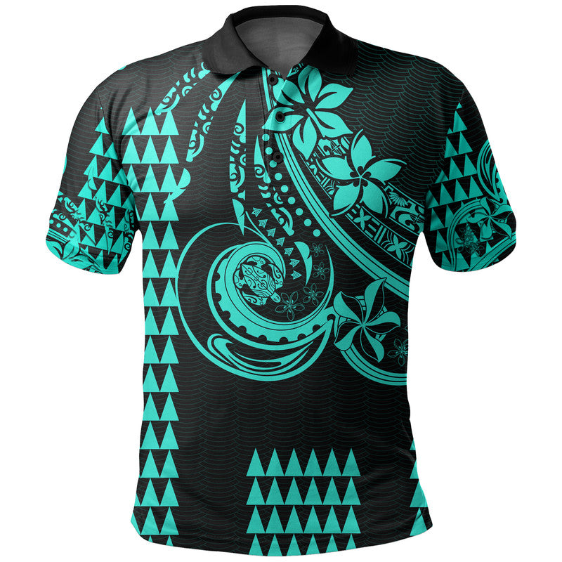 Custom Personalised Kakau Hawaiian Polynesian Polo Shirt Turquoise Green
