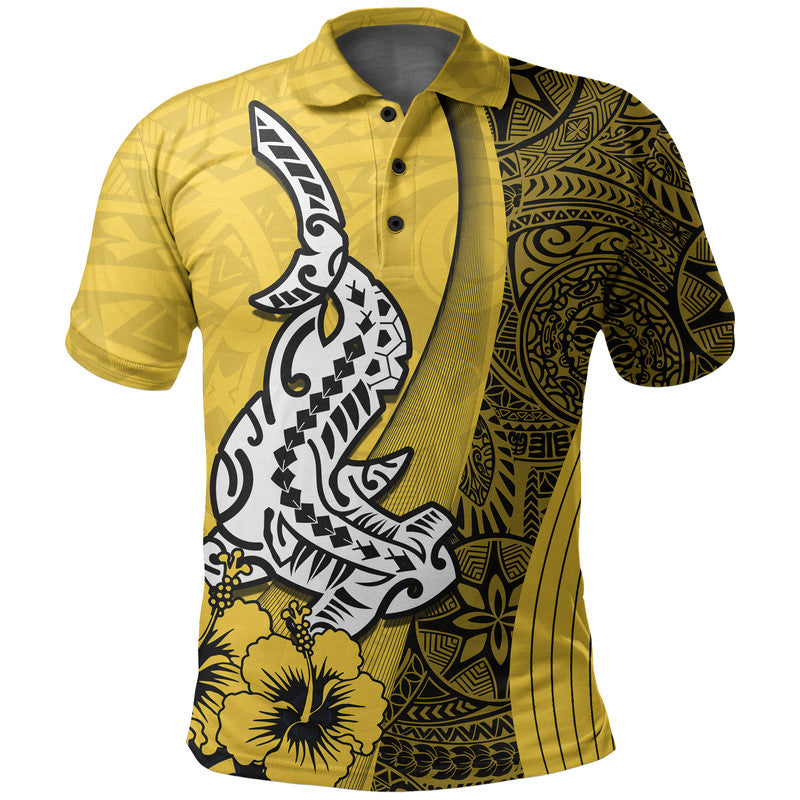 Hawaiian Shark Polynesian Polo Shirt Vibe Yellow Style