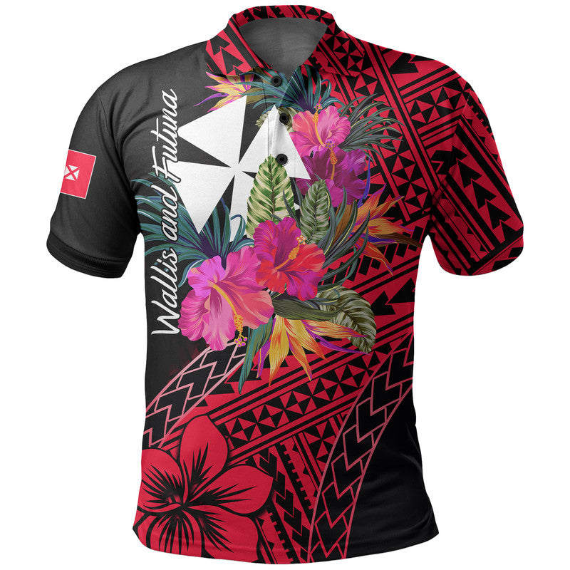 Wallis and Futuna Polo Shirt Hibiscus Red No.1 Color