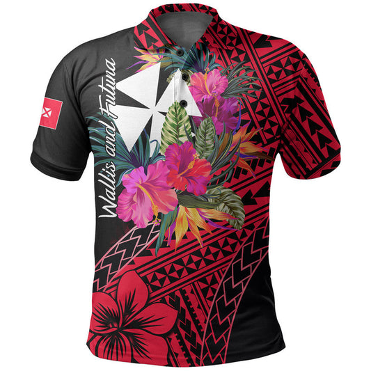 Wallis and Futuna Polo Shirt Hibiscus Red No.1 Color