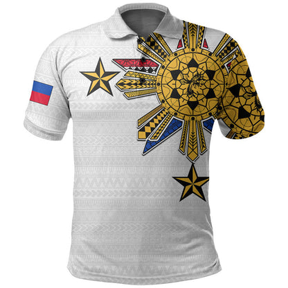 Custom Personalised Filipino Polo Shirt Tribal White Style