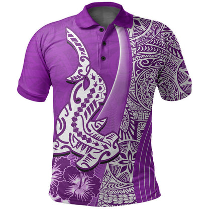 Hawaiian Shark Polynesian Polo Shirt Vibe Purple Style