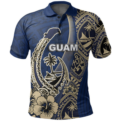 Custom Personalised Guam Fish Hook Polo Shirt Blue Style
