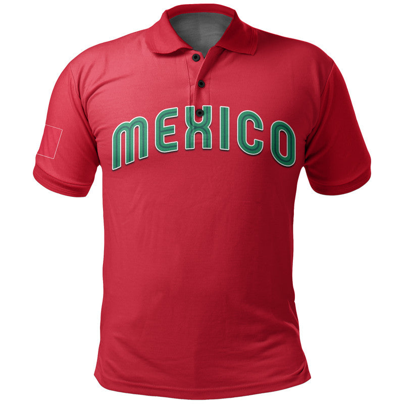 (Custom And Number) Baseball 2023 Mexico Polo Shirt Red Style