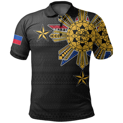 Custom Personalised Filipino Polo Shirt Tribal Black Style