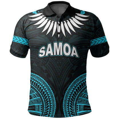 Custom Personalised Samoa Ula Nifo Tribal Polo Shirt Blue Style