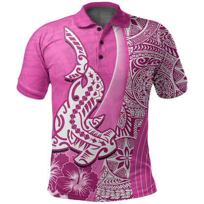 Hawaiian Shark Polynesian Polo Shirt Vibe Pink Style